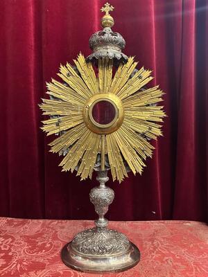 Monstrance  style Baroque - Style en Mainly Full - Silver / Stones, Belgium  18 th century ( Anno 1790 )