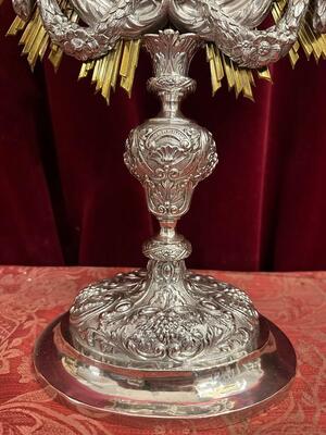 Monstrance  style Baroque - Style en Full - Silver / Stones / Diamonds / Glass / Polished & Varnished, Belgium  18 th century