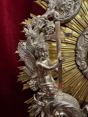 Monstrance  style Baroque - Style en Full - Silver / Stones / Diamonds / Glass / Polished & Varnished, Belgium  18 th century