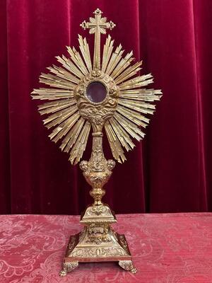 1 Baroque - Style Monstrance. Full Silver. With Original Lunula