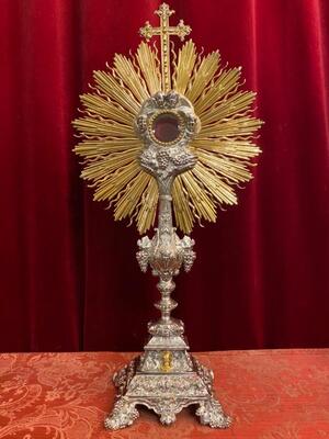 Monstrance H 75 Cm. style Baroque - Style en Full - Silver / Polished and Varnished / Silver Marks Present, France 18 th century