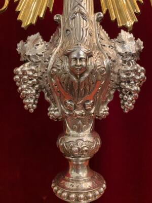 Monstrance H 75 Cm. style Baroque - Style en Full - Silver / Polished and Varnished / Silver Marks Present, France 18 th century