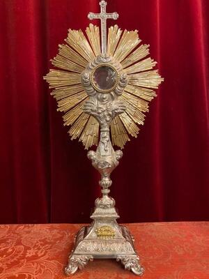 Monstrance H 76 Cm style Baroque - Style en Full - Silver / Polished and Varnished / Silver Marks Present, France 18 th century