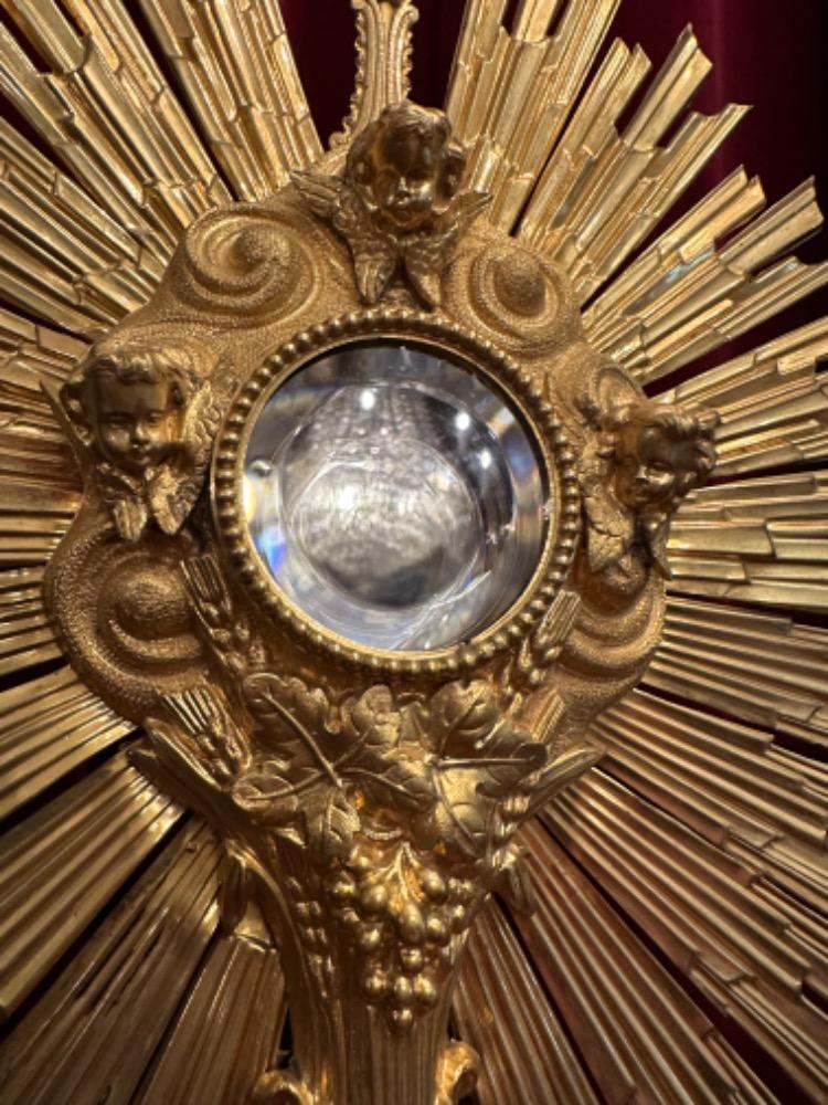 1 Baroque - Style Monstrance With Original Case & Silver Lunula