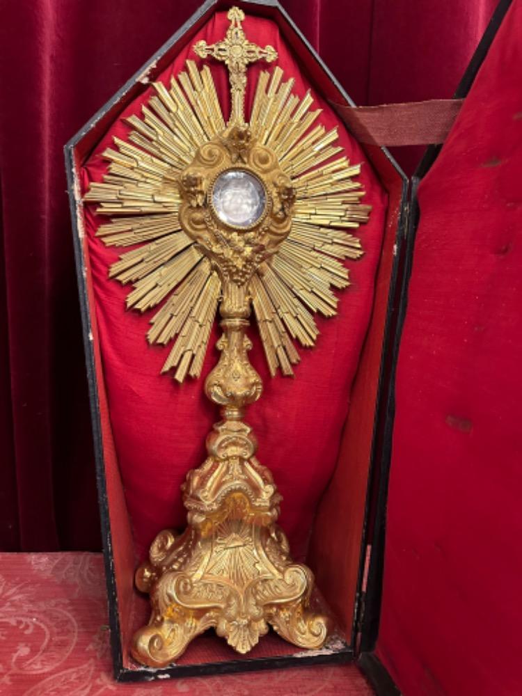 1 Baroque - Style Monstrance With Original Case & Silver Lunula