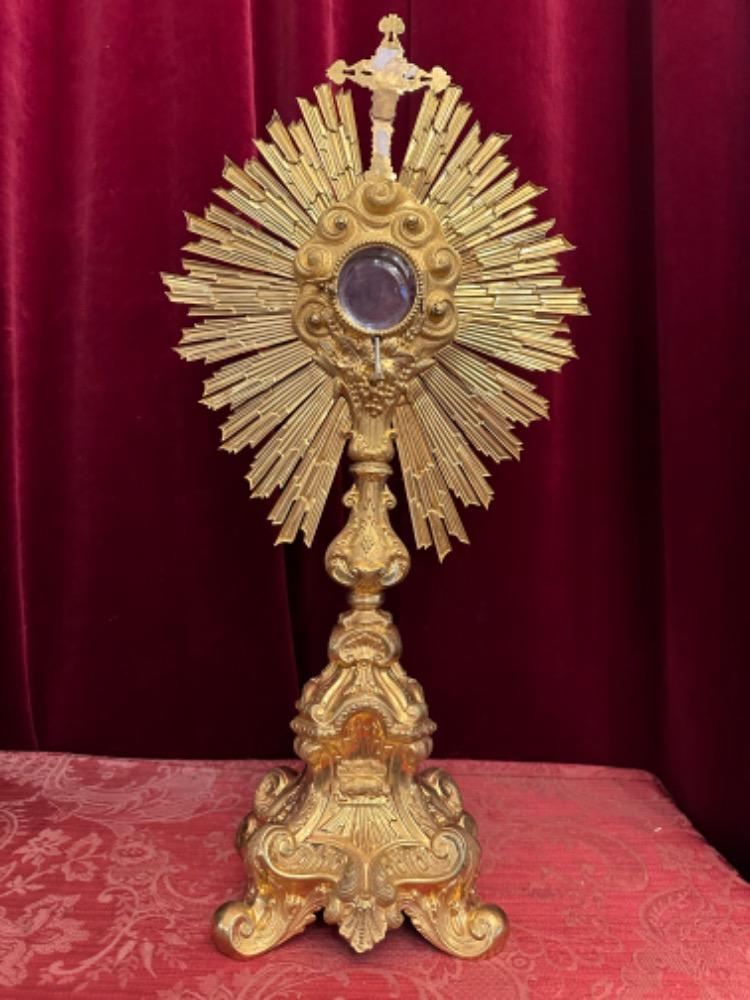 1 Baroque - Style Monstrance With Original Case & Silver Lunula