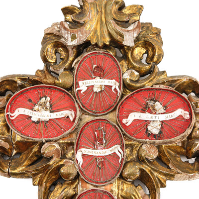 Multi Reliquary / Cross style Baroque - Style en Fully hand carved Wood, Belgium  18 th century