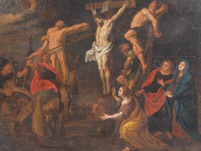 1 Baroque - Style Painting Golgotha - Scene