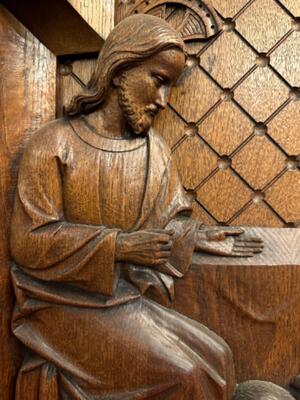 Relief Jesus Forgives An Immoral Woman style Baroque - Style en Hand - Carved Wood Oak, Breda Netherlands 19 th century ( Anno 1845 )