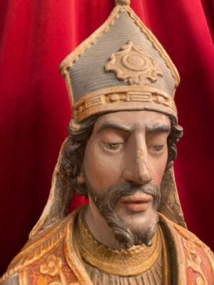 Reliquary-Bust-Relic St. Nicholas Of Tolentino style Baroque - Style en Hand - Carved Wood , Italy  18 th century ( Anno 1732 )