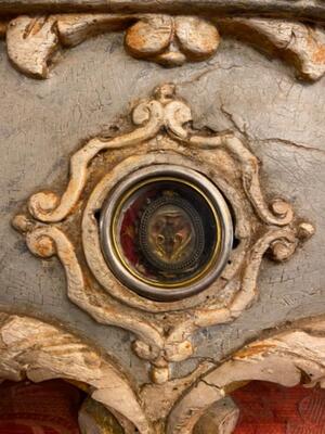Reliquary-Bust-Relic St. Nicholas Of Tolentino style Baroque - Style en Hand - Carved Wood , Italy  18 th century ( Anno 1732 )