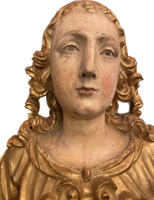 Reliquary Bust St. Agnes style Baroque - Style en Hand - Carved Wood , Italy  16 th Century