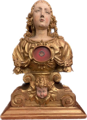 1 Baroque - Style Reliquary Bust St. Agnes