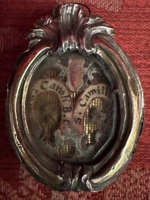 Reliquary - Relic Ex Ossibus St. Carolus ( Charles ) & St. Camillus style Baroque - Style en Silver / Glass / Originally Sealed, Italy  18 th century