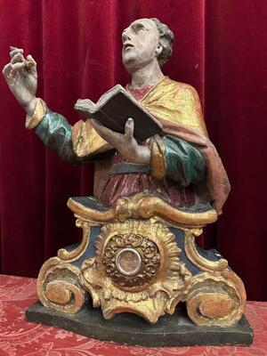 Reliquary - Relic Ex Ossibus St. John With Original Document style Baroque - Style en Woood / Brass / Glass / Originally Sealed,