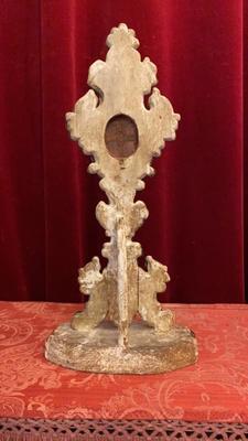 Reliquary - Relic St. Catherine  style BAROQUE-STYLE  en Wood / Brass / Wax Seals / Glass, Italy  18 th century