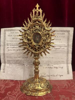 1 Baroque - Style Reliquary - Relic True Cross Expected Wit Document