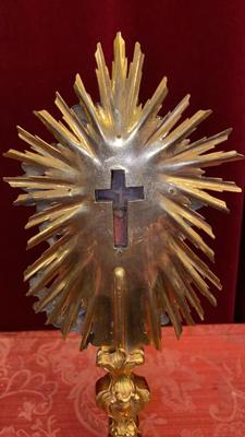 Reliquary - Relic True Cross. Relic : Ex Pallio S. Joseph / S. B.V.M.  style BAROQUE-STYLE en Brass / Glass, Italy 18 th century