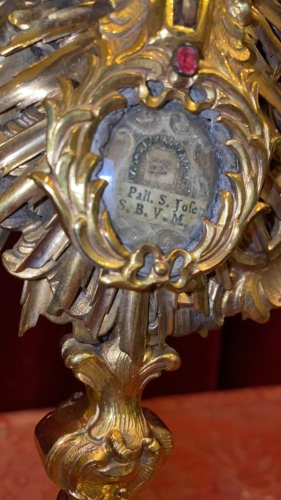 1 BAROQUE-STYLE Reliquary - Relic True Cross. Relic : Ex Pallio S. Joseph / S. B.V.M.