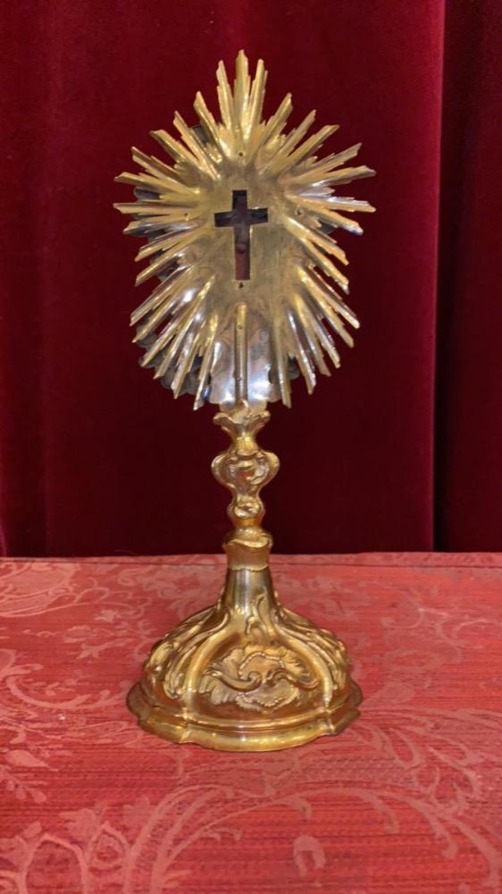 1 BAROQUE-STYLE Reliquary - Relic True Cross. Relic : Ex Pallio S. Joseph / S. B.V.M.