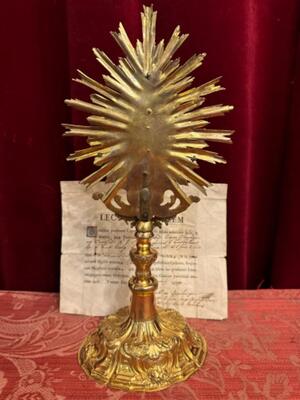 Reliquary - Relic True Cross With Original Document ! style Baroque - Style en Brass / Glass , Vienna Austria 18 th century ( 1778 )