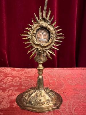 Reliquary - Relic True Cross With Original Document style Baroque - Style en Brass / Silver / Glass / Wax Seal, Italy  18 th century ( 1797 )