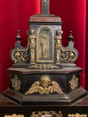 Reliquary - Relics : S. Crucis / True Cross. 12 Apostles & More style Baroque - Style en Wood / Brass / Glass, Germany 18 th century ( Anno 1750 )