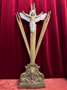 Traditional Baroque Style Crucifix and Angel Candlesticks Altar