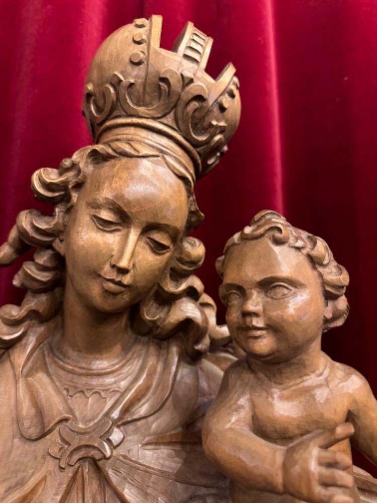 1 Baroque - Style Sculpture Maddona & Child With Matching Pedestal Measures Without Pedestal.