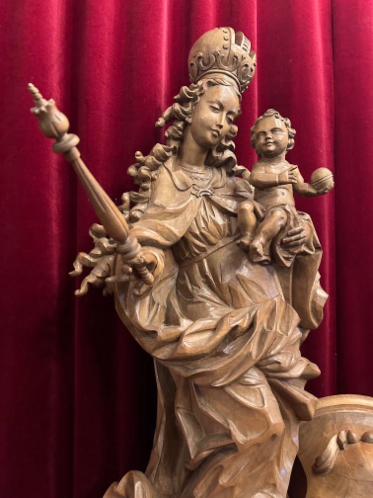 1 Baroque - Style Sculpture Maddona & Child With Matching Pedestal Measures Without Pedestal.