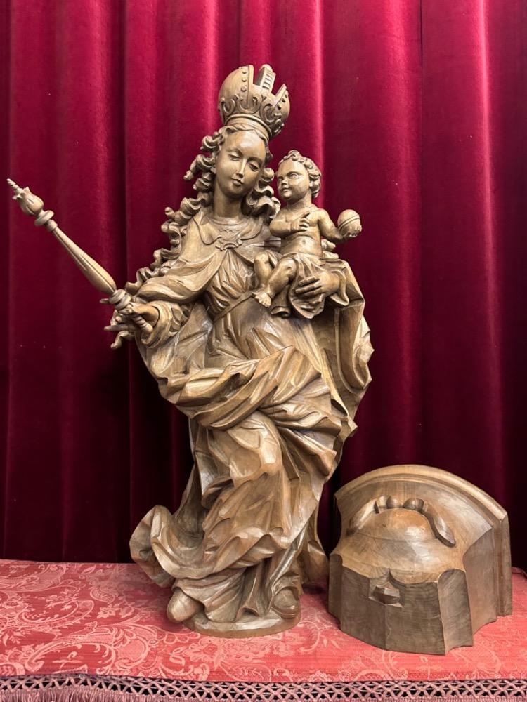 1 Baroque - Style Sculpture Maddona & Child With Matching Pedestal Measures Without Pedestal.