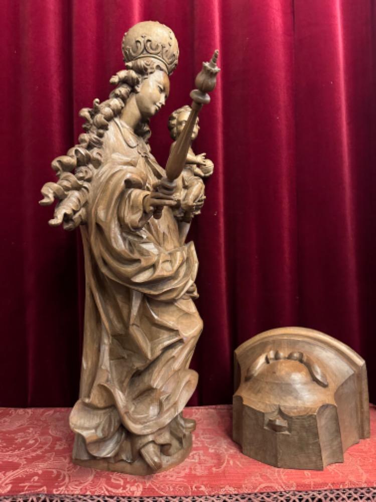 1 Baroque - Style Sculpture Maddona & Child With Matching Pedestal Measures Without Pedestal.