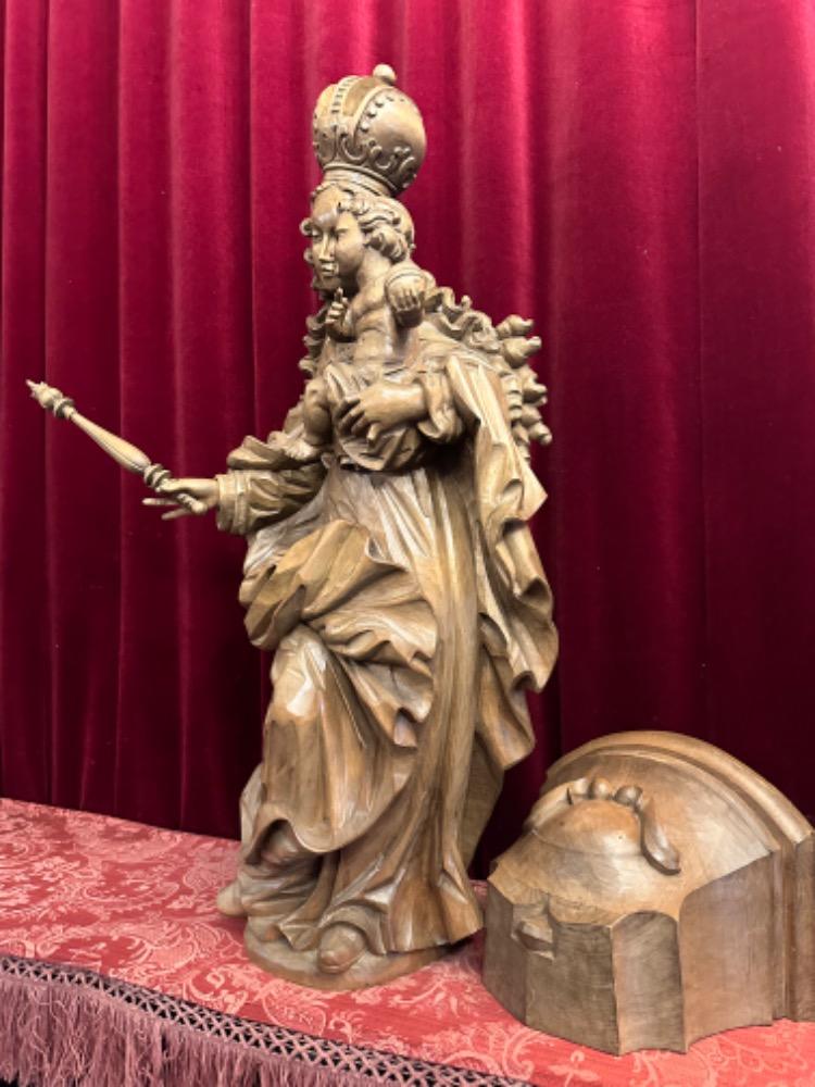 1 Baroque - Style Sculpture Maddona & Child With Matching Pedestal Measures Without Pedestal.