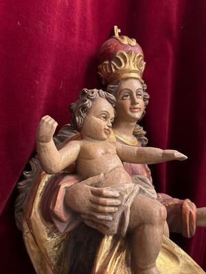 Sculpture Madonna With Child style Baroque - Style en Hand - Carved Wood , Southern Germany 20 th century