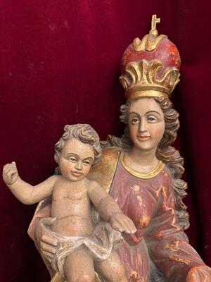 Sculpture Madonna With Child style Baroque - Style en Hand - Carved Wood , Southern Germany 20 th century