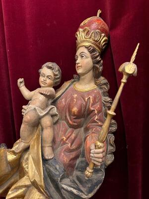 Sculpture Madonna With Child style Baroque - Style en Hand - Carved Wood , Southern Germany 20 th century
