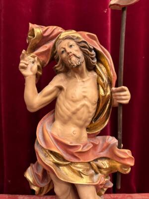 Sculpture Risen Christ  style Baroque - Style en Hand - Carved Wood Polychrome , Italy  20 th century