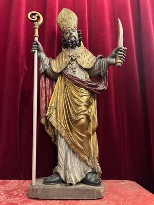 Sculpture St. Bonifatius style Baroque - Style en Hand - Carved Wood , Southern Germany 18 th century