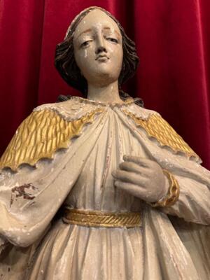 Sculpture St. Catherine Of Alexandria style Baroque - Style en Hand - Carved Wood , Belgium  18 th century ( Anno 1785 )