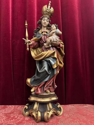 Sculpture St. Mary With Child style Baroque - Style en Hand - Carved Wood , Southern Germany 20 th century