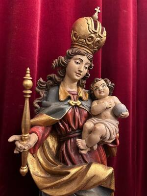 Sculpture St. Mary With Child style Baroque - Style en Hand - Carved Wood , Southern Germany 20 th century