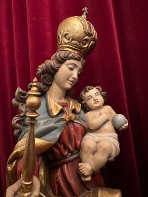 Sculpture St. Mary With Child style Baroque - Style en Hand - Carved Wood , Southern Germany 20 th century