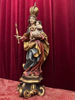 Sculpture St. Mary With Child style Baroque - Style en Hand - Carved Wood , Southern Germany 20 th century