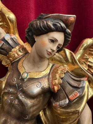 Sculpture St. Michael  style Baroque - Style en Hand - Carved Wood / Partly Gilt, Southern Germany 20 th century