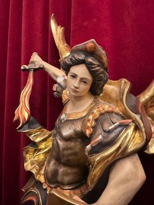Sculpture St. Michael  style Baroque - Style en Hand - Carved Wood / Partly Gilt, Southern Germany 20 th century