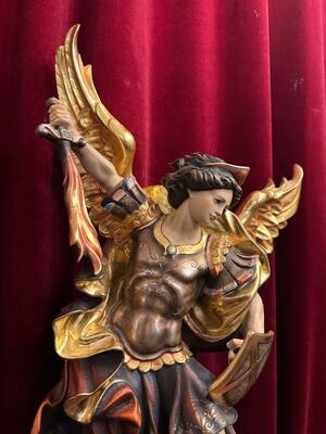 Sculpture St. Michael  style Baroque - Style en Hand - Carved Wood / Partly Gilt, Southern Germany 20 th century