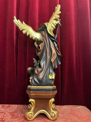 Sculpture St. Michael  style Baroque - Style en Hand - Carved Wood / Partly Gilt, Southern Germany 20 th century