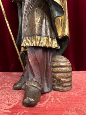 St. Ambrosius Sculpture  style Baroque - Style en Hand - Carved Wood , Southern Germany 19 th century