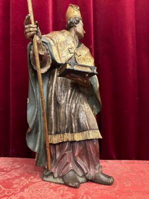 St. Ambrosius Sculpture  style Baroque - Style en Hand - Carved Wood , Southern Germany 19 th century