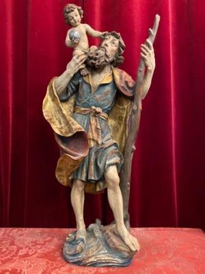 St. Christophorus  style BAROQUE-STYLE en Carved Wood , Southern Germany 20th Century